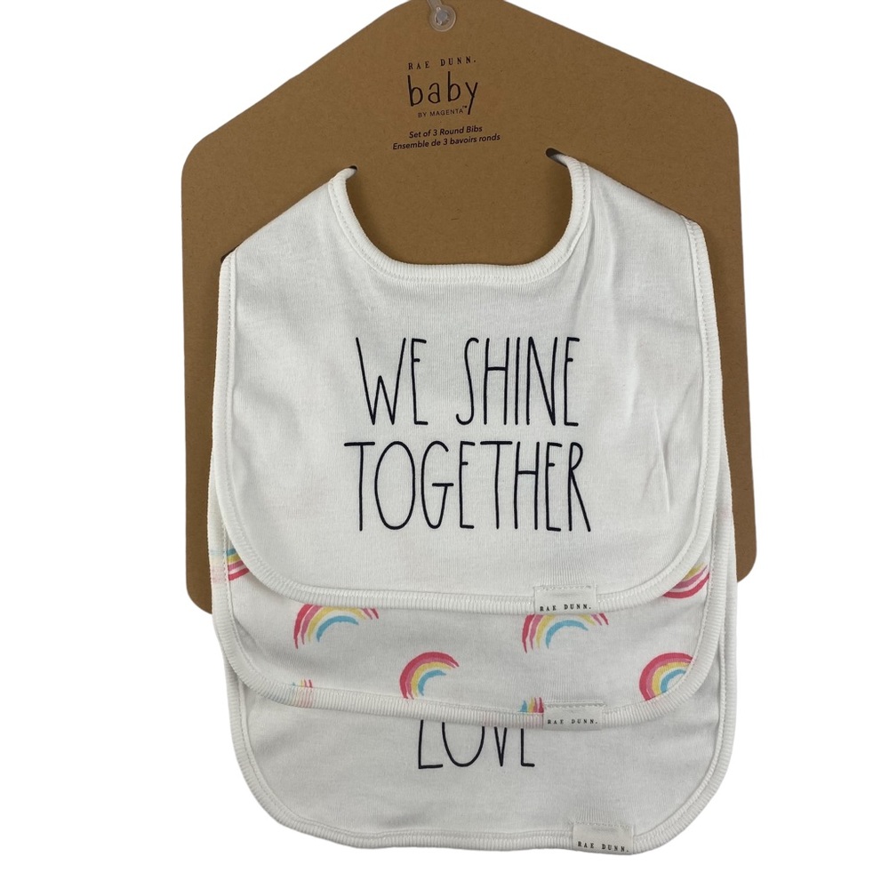 Set of 3 Rae Dunn Cotton Baby Bibs NWT
